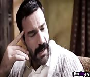 Teen 3some with stepdad and neighbor