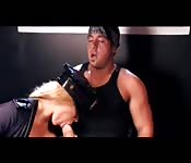 Fake police blonde looks hot on police hat