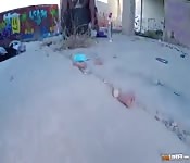 Oiled and fucked in public place