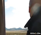 Huge tits car mechanic anal sex outdoor