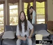 Big tit MILF sucking hard cock