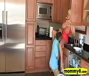 Huge titted MILF and teen threesome sex