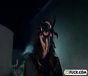 Two luscious women shared on big shaft