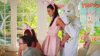 Her uncle dresses up like the Easter Bunny to fuck her